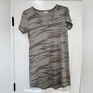 Z Supply Split Split Neck V Neck Camo TShirt Dress